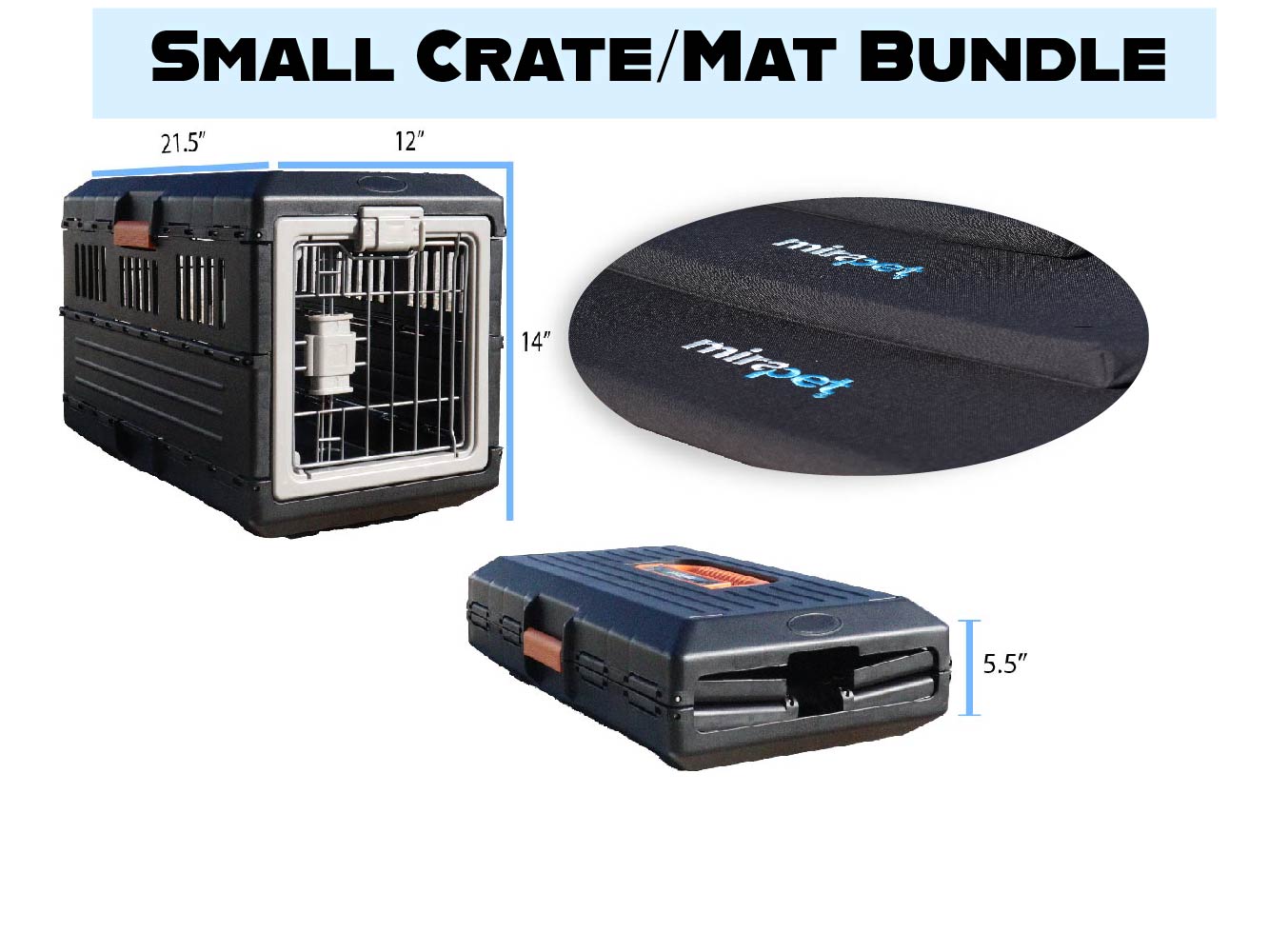 Mirapet Foldable Crate w Mat Small